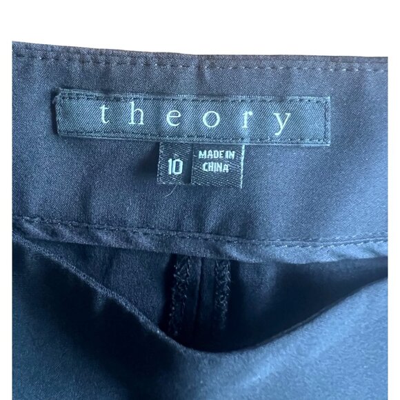 Theory Womens Black Tappered Leg Pleated Pants Silk & Spandex Blend Size 10 - Picture 9 of 13